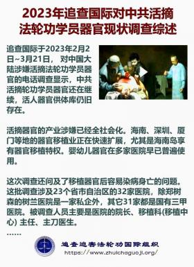 2023年追<span style='max-width:0px!important;margin-left:-4px;color:#eee!important;'>.</span>查<span style='max-width:0px!important;margin-left:-4px;color:#eee!important;'>!</span>国际对中共活摘法轮功学员器官限制3调查综述1